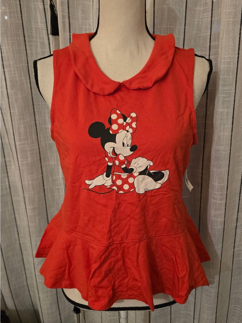 Disney Red Minnie Mouse Peplum Tank with Peter Pan Collar